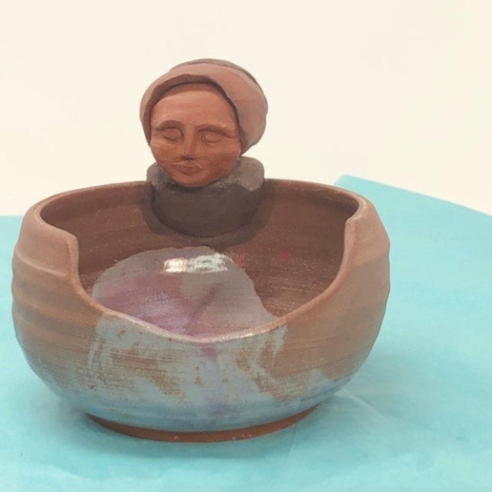 Vintage Japanese flair Handmade/ Studio Wheel Thrown and glazed  bowl